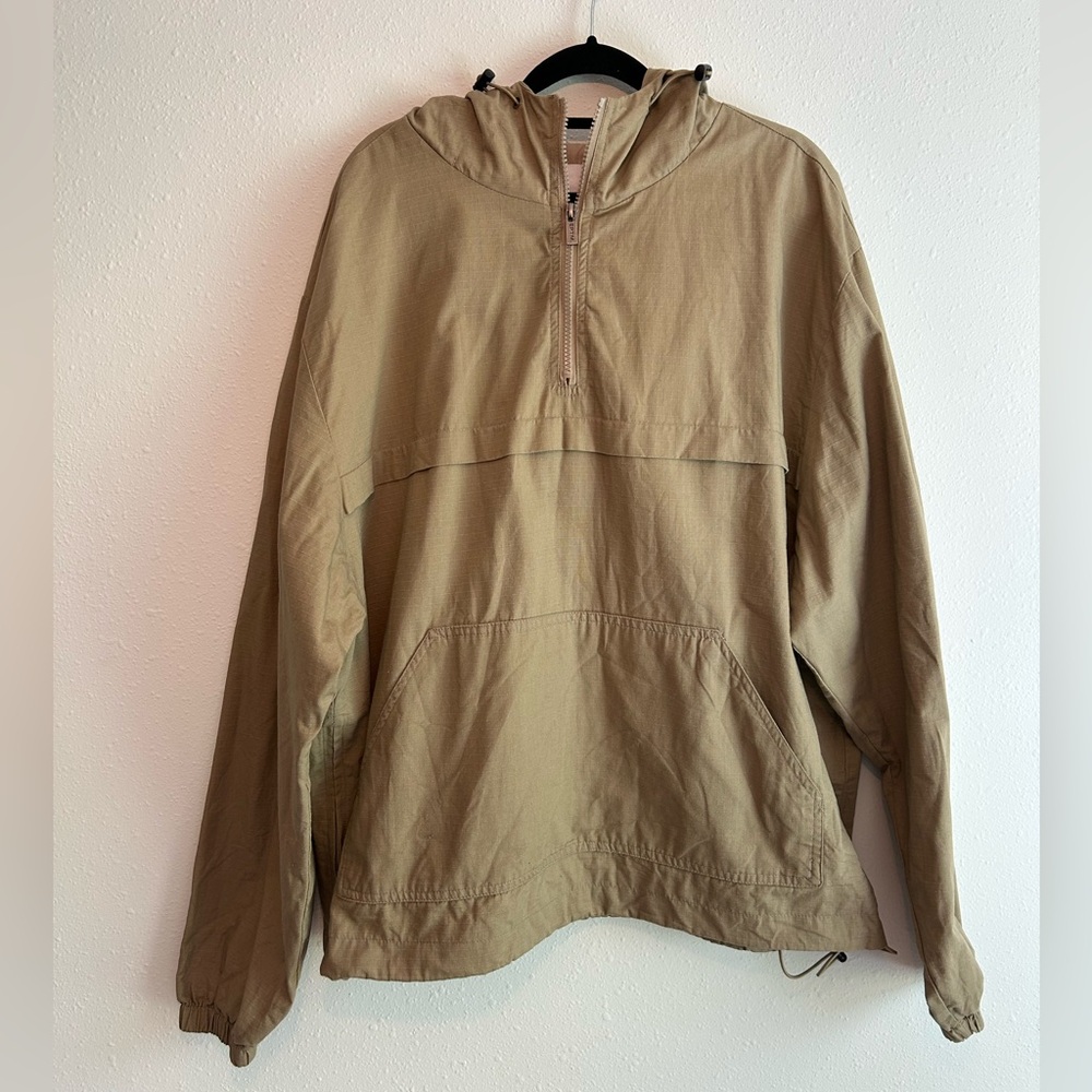 Men’s Windbreaker Anorak Jacket Sz M EPTM Khaki Streetwear 100% Cotton